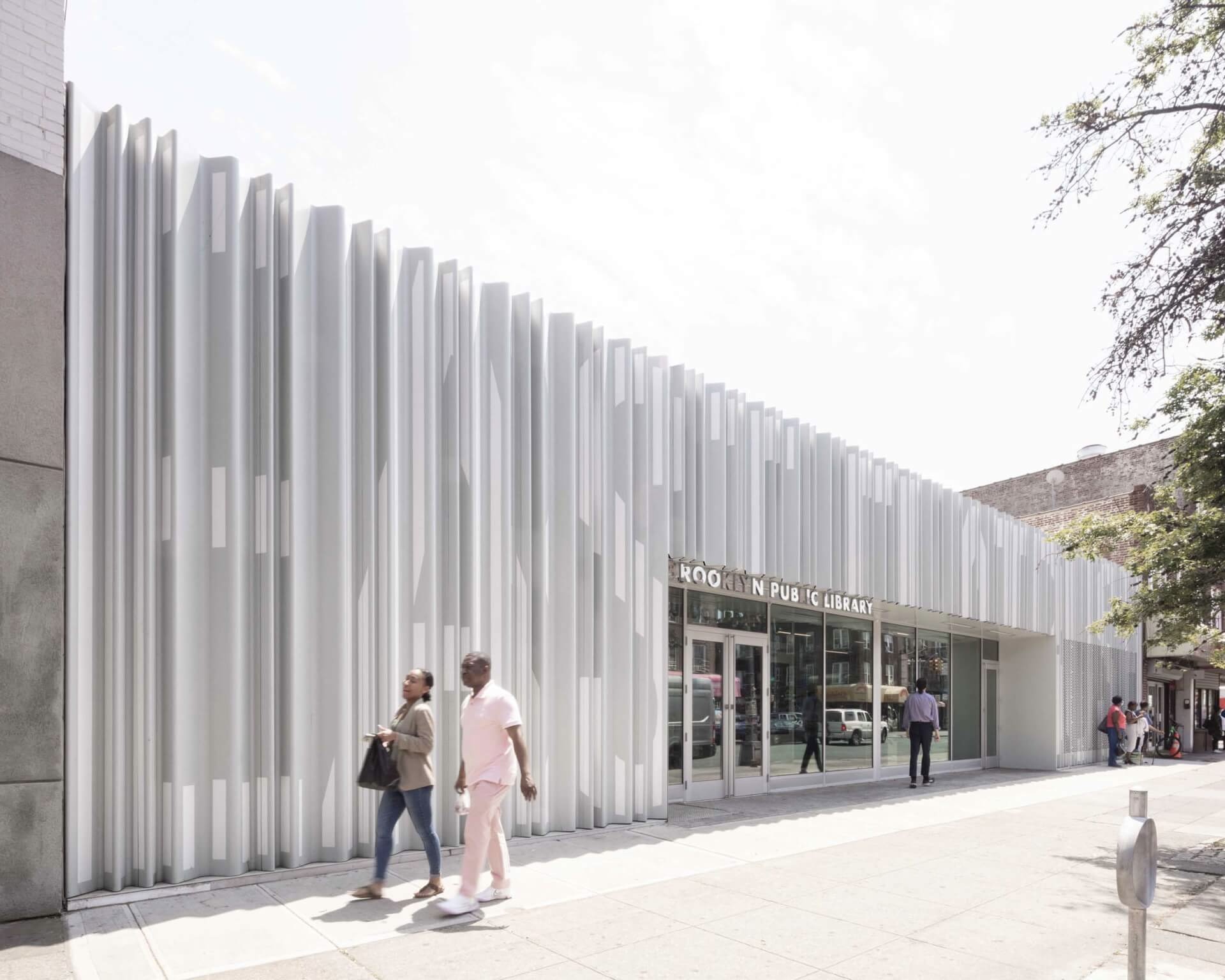 LEVENBETTS Design Pleated Aluminum Facade for East Flatbush Library